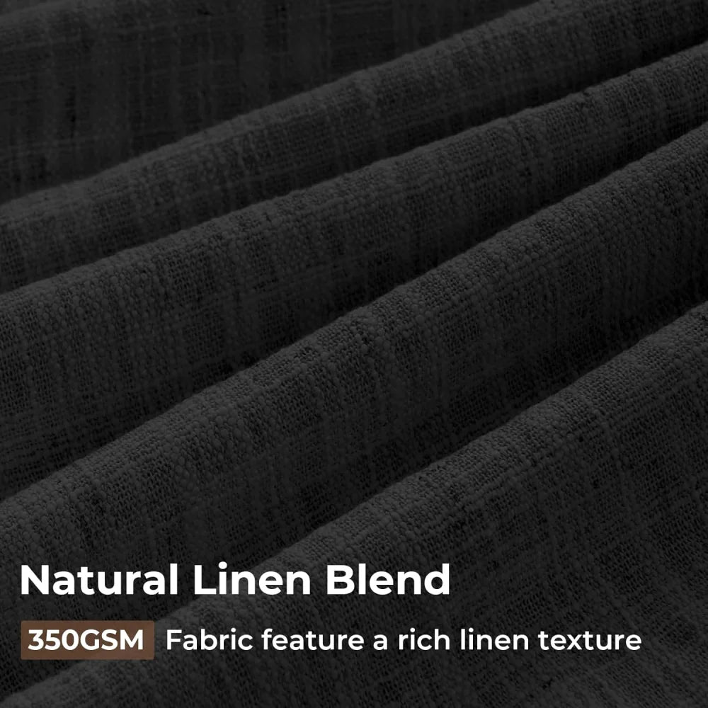 Pinch Pleated Linen Curtains for Living Roomt, Pack of 2 Light Filtering Drapes with Hooks