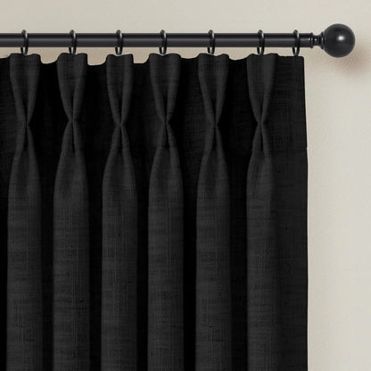 Pinch Pleated Linen Curtains for Living Roomt, Pack of 2 Light Filtering Drapes with Hooks