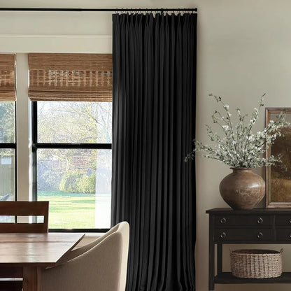 Pinch Pleated Linen Curtains for Living Roomt, Pack of 2 Light Filtering Drapes with Hooks