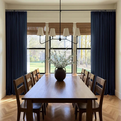 Pinch Pleated Linen Curtains for Living Roomt, Pack of 2 Light Filtering Drapes with Hooks