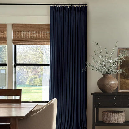 Pinch Pleated Linen Curtains for Living Roomt, Pack of 2 Light Filtering Drapes with Hooks