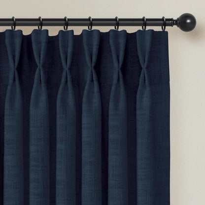 Pinch Pleated Linen Curtains for Living Roomt, Pack of 2 Light Filtering Drapes with Hooks