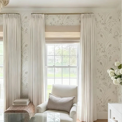 Pinch Pleated Linen Curtains for Living Room, Pack of 2 Light Filtering Drapes with Hooks