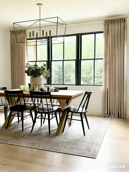 Blackout Linen Curtains for Bedroom, Pack of 2 Pleated Drapes with Hooks & Rings