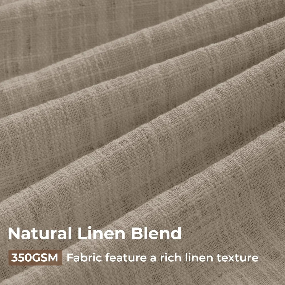 Pinch Pleated Linen Curtains for Living Roomt, Pack of 2 Light Filtering Drapes with Hooks