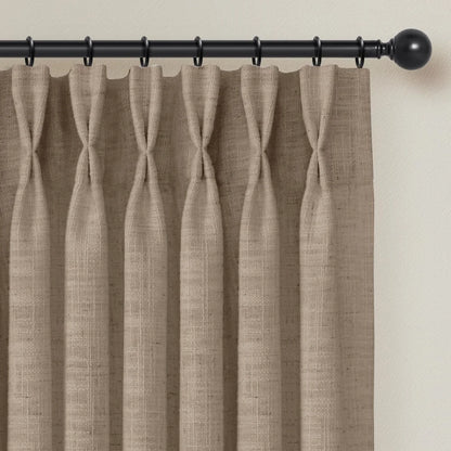 Pinch Pleated Linen Curtains for Living Roomt, Pack of 2 Light Filtering Drapes with Hooks