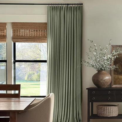 Pinch Pleated Linen Curtains for Living Roomt, Pack of 2 Light Filtering Drapes with Hooks