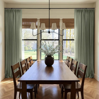 Pinch Pleated Linen Curtains for Living Roomt, Pack of 2 Light Filtering Drapes with Hooks