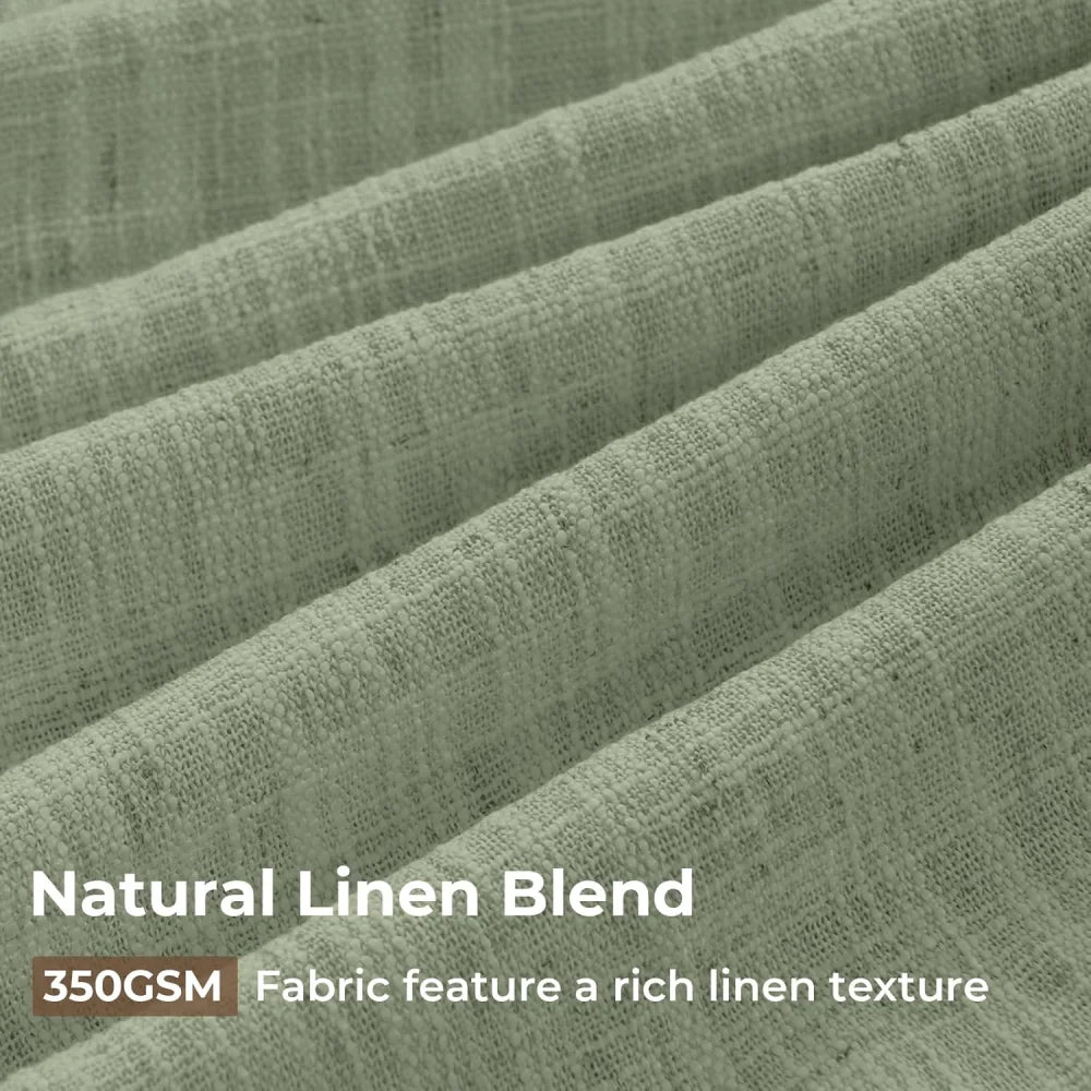 Pinch Pleated Linen Curtains for Living Roomt, Pack of 2 Light Filtering Drapes with Hooks
